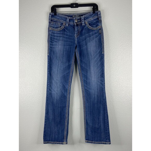 Silver Jeans Women 28/31 Suki 17 Surplus Medium Wash Embellished Mid Rise - Picture 1 of 14